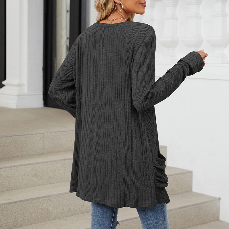 🍂Frühherbst-Specials 50% RABATT🥰Lässiger langärmeliger Strickmantel für Damen mit offener Vorderseite