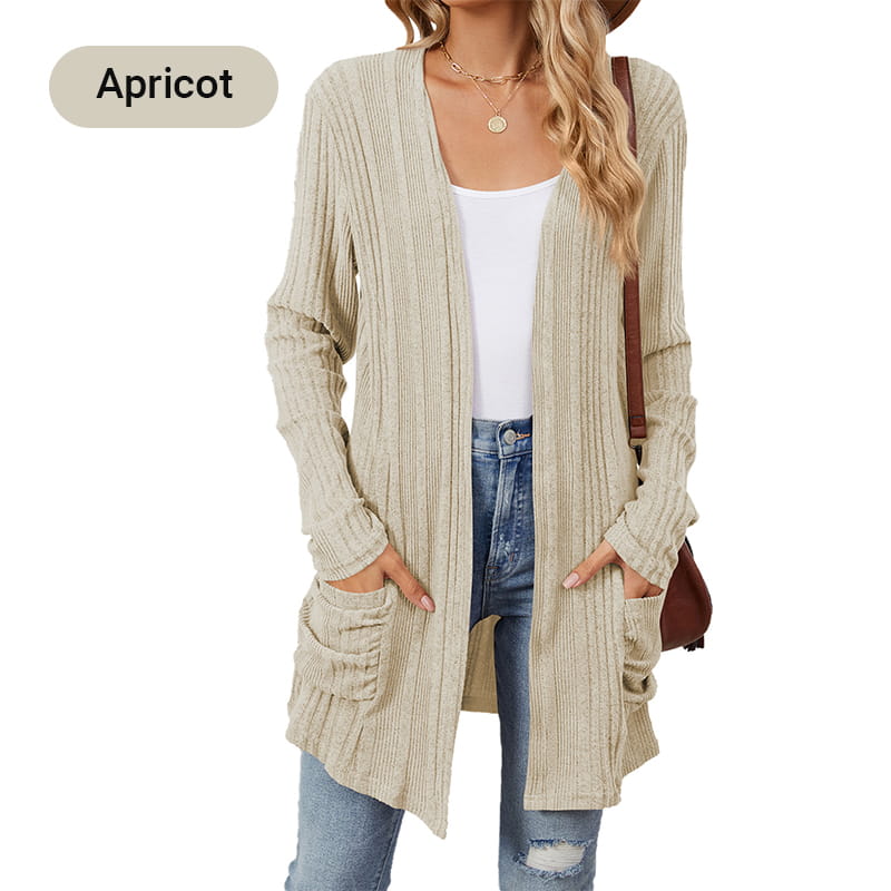 🍂Frühherbst-Specials 50% RABATT🥰Lässiger langärmeliger Strickmantel für Damen mit offener Vorderseite