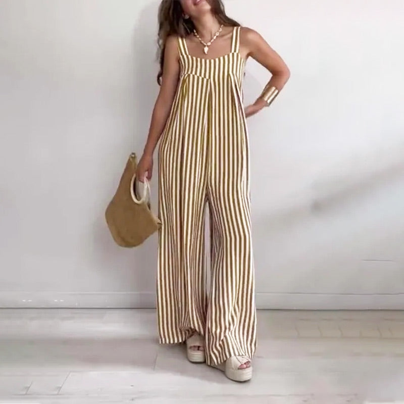 Lockerer, lässiger Jumpsuit mit Streifen für Damen🌟