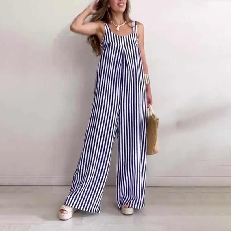 Lockerer, lässiger Jumpsuit mit Streifen für Damen🌟