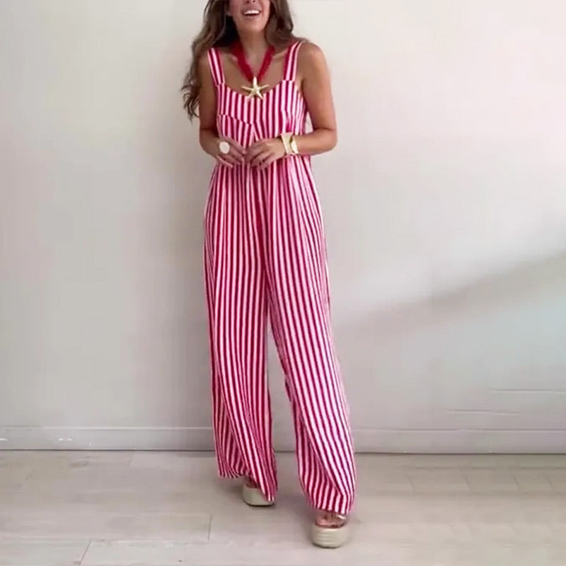 Lockerer, lässiger Jumpsuit mit Streifen für Damen🌟