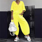 Zweiteiliges Set aus lässigem Oberteil und Hose für Damen