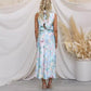 ✨Love In The Garden Floral Halter Neck Elastische Taille Maxi Kleid