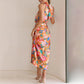 ✨Love In The Garden Floral Halter Neck Elastische Taille Maxi Kleid