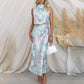 ✨Love In The Garden Floral Halter Neck Elastische Taille Maxi Kleid