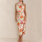 ✨Love In The Garden Floral Halter Neck Elastische Taille Maxi Kleid