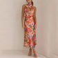 ✨Love In The Garden Floral Halter Neck Elastische Taille Maxi Kleid