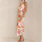 ✨Love In The Garden Floral Halter Neck Elastische Taille Maxi Kleid