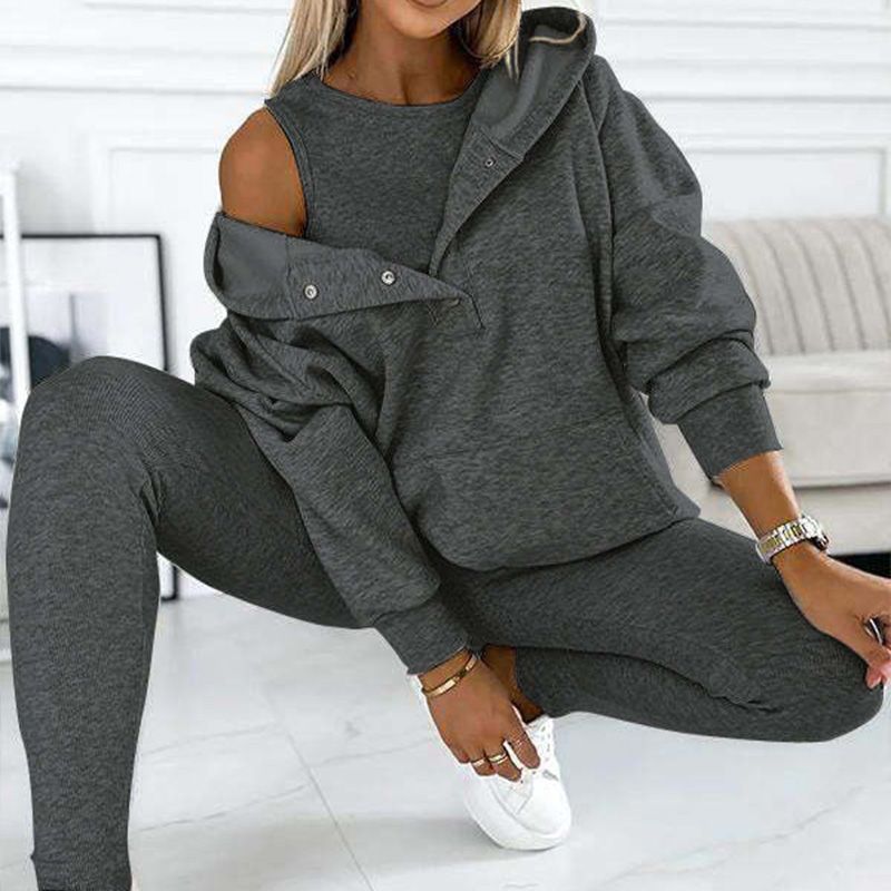 Lässiger und bequemer Sweatshirt-Anzug mit Kapuze