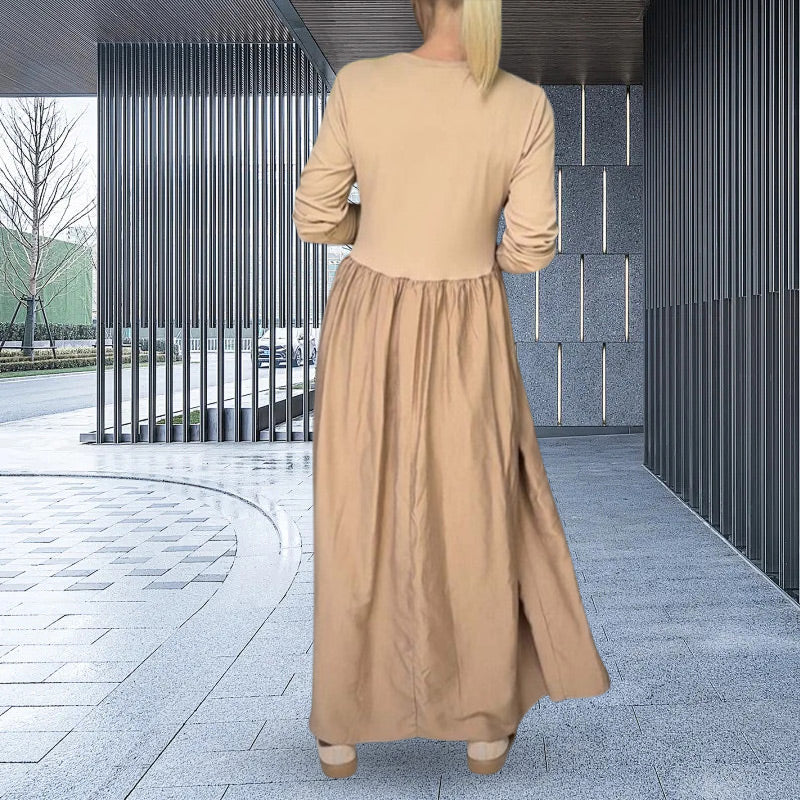 Fließendes Midi-Strickkleid mit langen Ärmeln