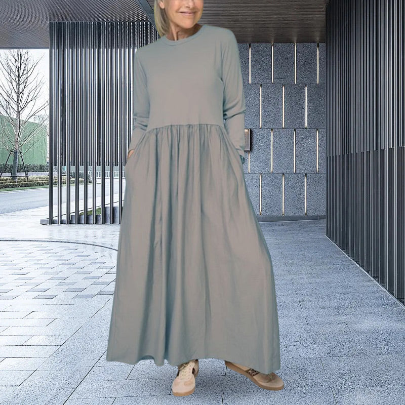 Fließendes Midi-Strickkleid mit langen Ärmeln