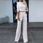Elegantes Set aus bauchfreiem Top und Hose mit weitem Bein für Damen