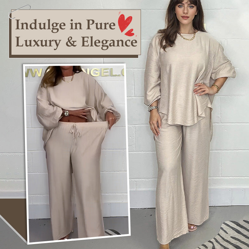 💞Langärmelige Hosen mit hoher Taille und weitem Bein für Frauen Anzug