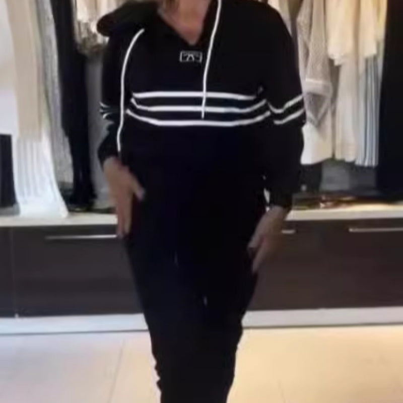 🌟2025 Neues Design🌟Set aus gestreiftem Kapuzenpullover und Hose für Damen💖