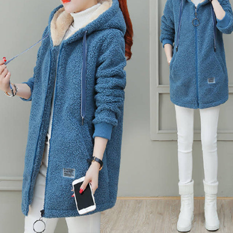 [Wintergeschenk] Warme Winterjacke aus Kunstlammfell für Damen