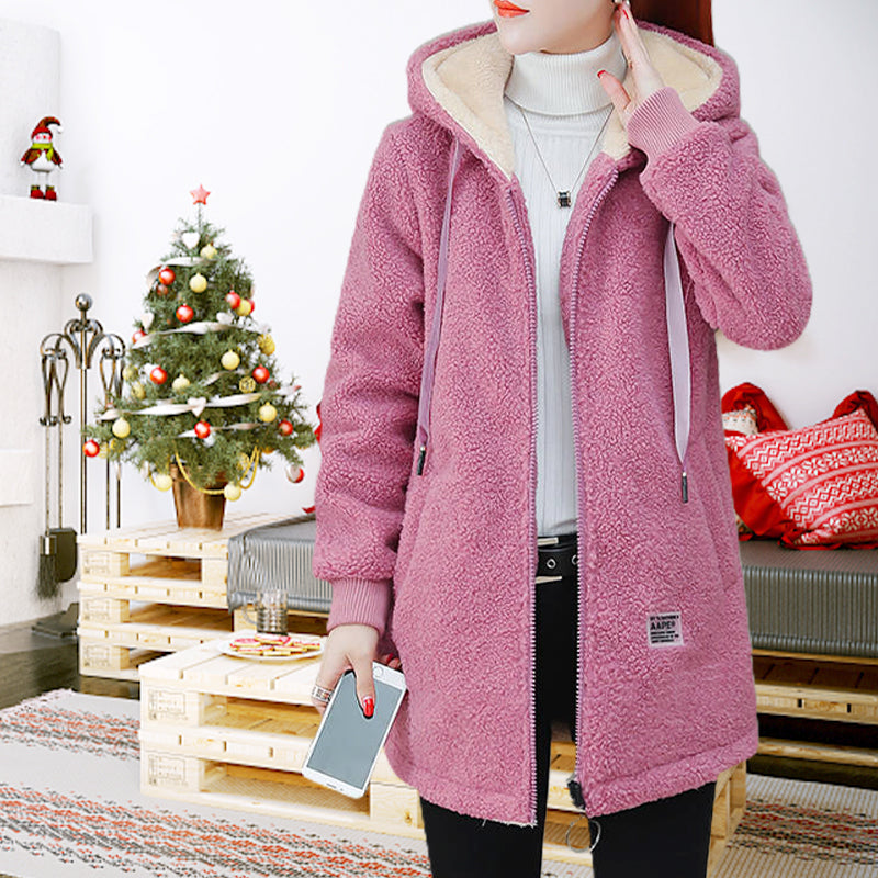 [Wintergeschenk] Warme Winterjacke aus Kunstlammfell für Damen
