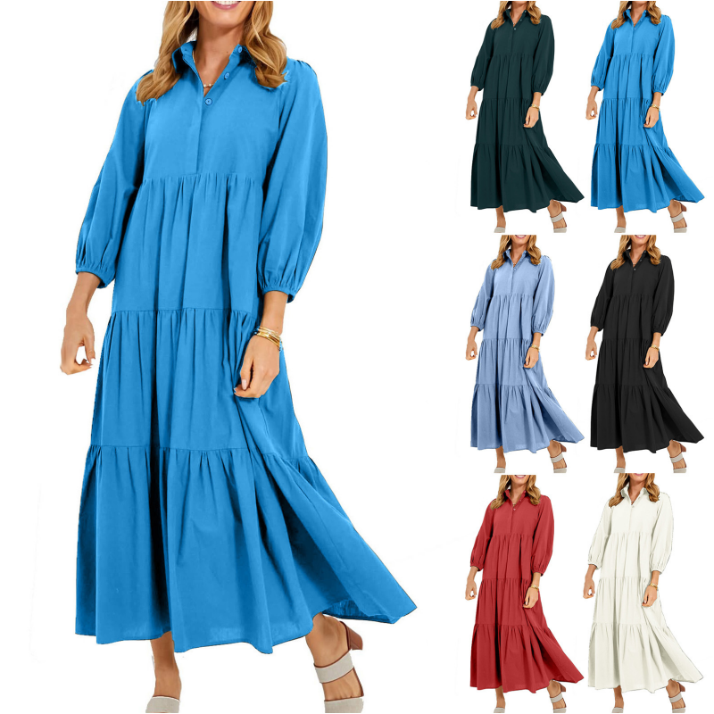 🔥Begrenzte Zeit - 50 % RABATT🔥Damen Revers Casual Lange Kleider