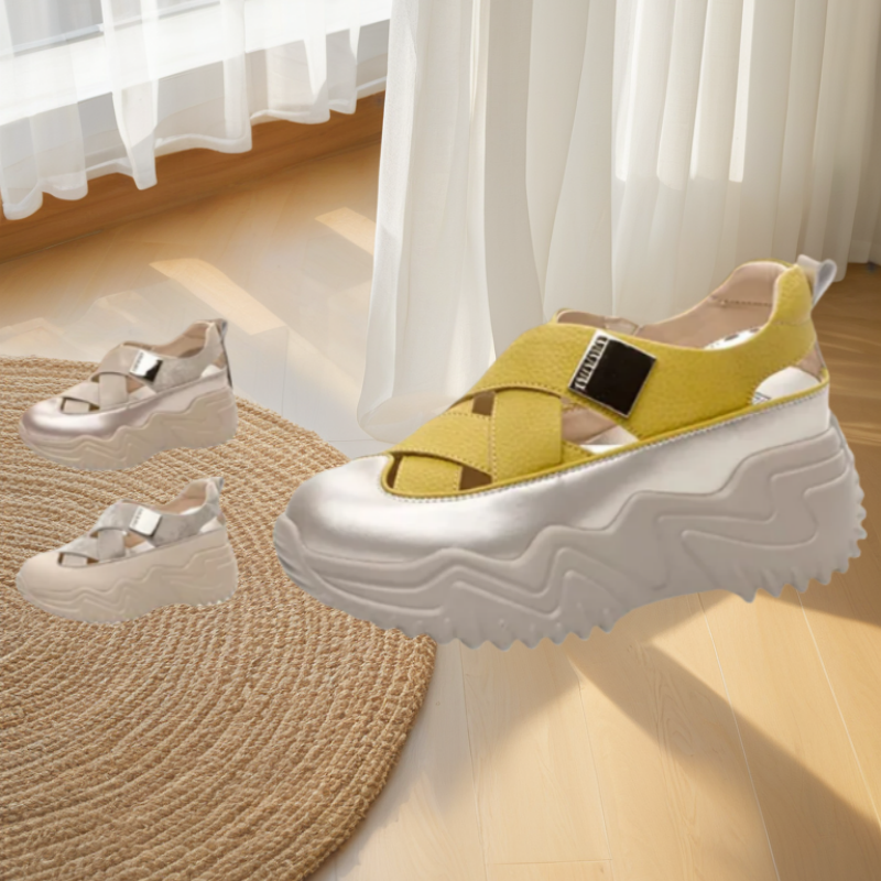 Hohlsandalen für Damen mit dicker Sohle