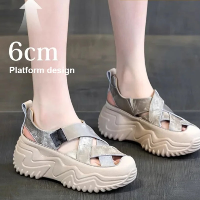 Hohlsandalen für Damen mit dicker Sohle