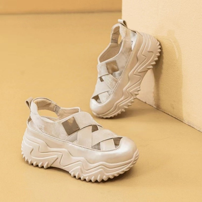 Hohlsandalen für Damen mit dicker Sohle