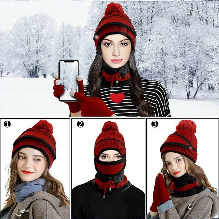 3-in-1 Winter-Set (Maske, Mütze, Schal)