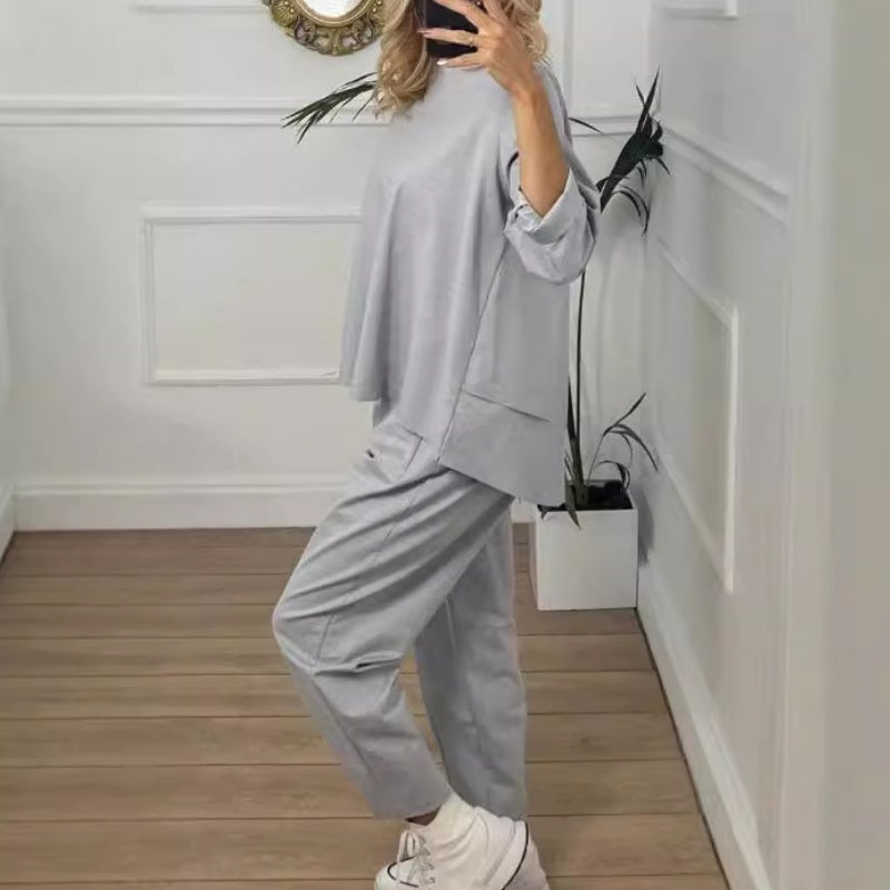 🍂Herbst-Spezial 50% Rabatt✨Lässiges, einfarbiges, langärmliges 2-teiliges Set für Damen