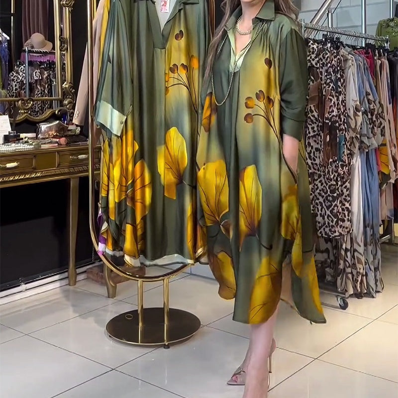 🍁Herbst-Neuankünfte 50% RABATT💃Trendiges, bedrucktes Kleid mit Farbverlauf