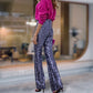 Diva Pailletten High-Waist Hose mit elastischem Bund und Schlag