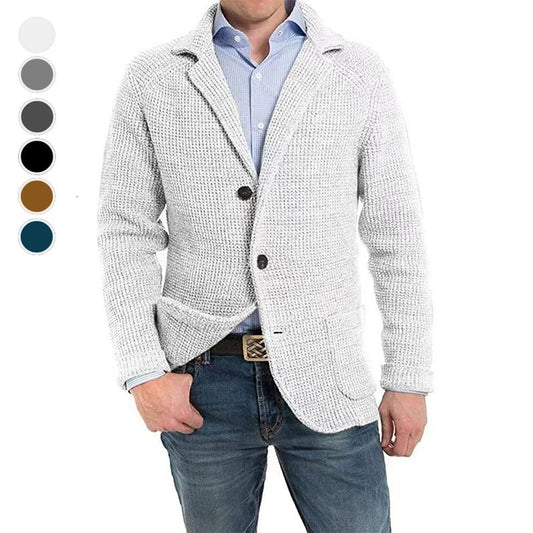 🎅💥Weihnachts-Sale - 49% Rabatt 🎅💥Langärmelige Strickjacke mit Revers für Herren mit schlichtem Revers