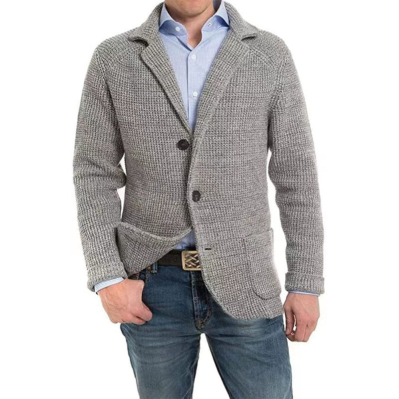 🎅💥Weihnachts-Sale - 49% Rabatt 🎅💥Langärmelige Strickjacke mit Revers für Herren mit schlichtem Revers