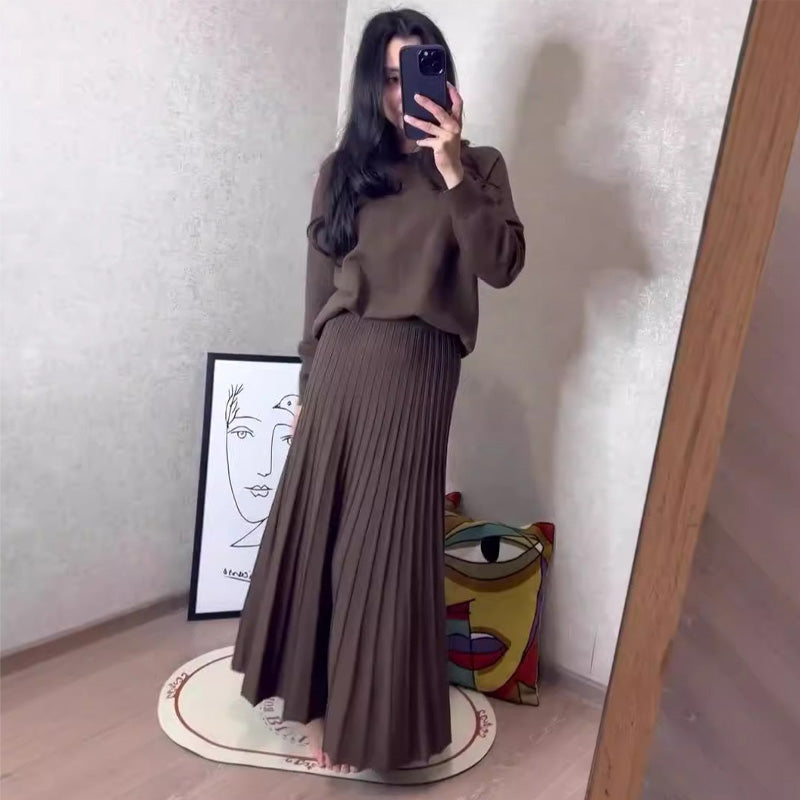 ❤️Was soll ich morgen anziehen?❤️2-teiliges Set aus Rundhalsoberteil und Faltenrock für Damen