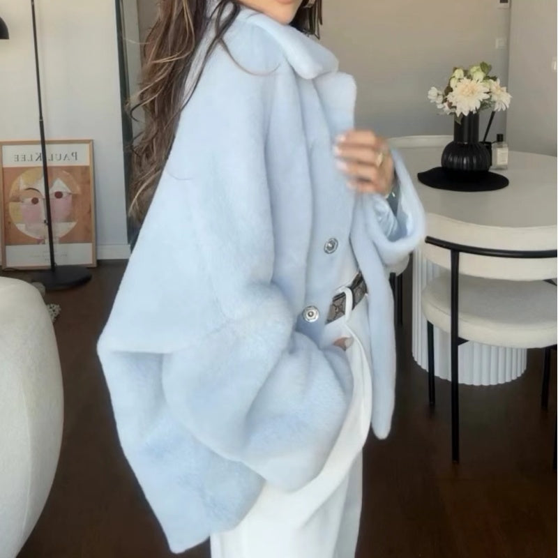 ❄️🧥Heißer Winterschlussverkauf❄️Lockerer Wintermantel mit Plüsch-Revers für Damen