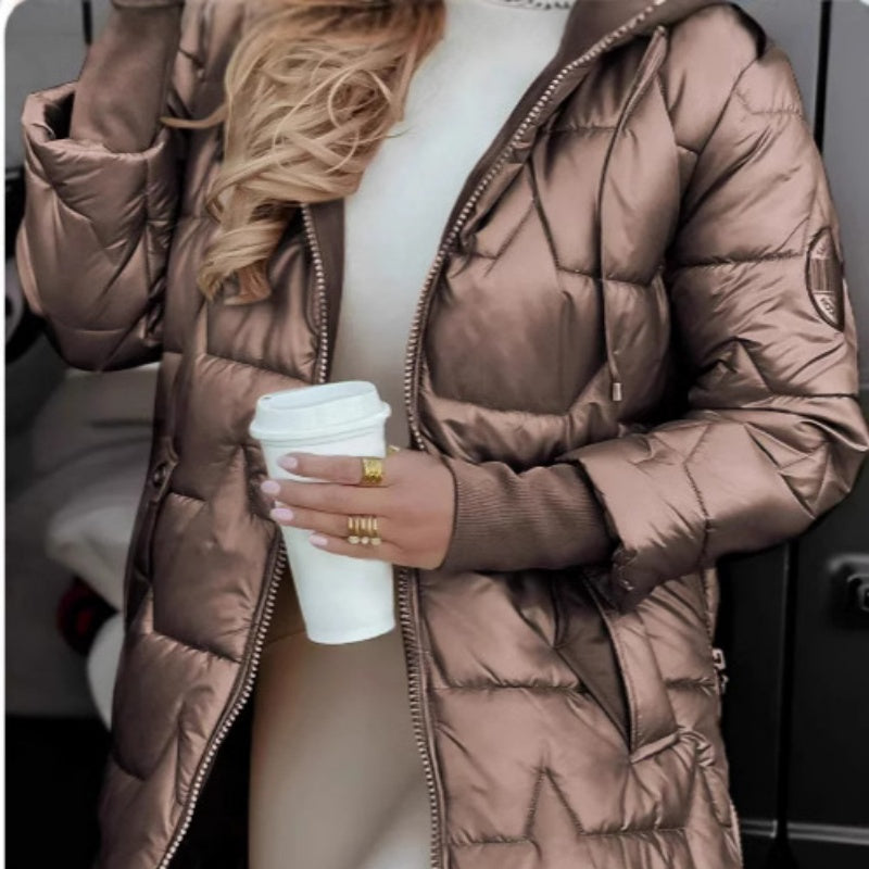 🎁Warmer, mittellanger Wintermantel für Damen aus Baumwolle mit Kapuze