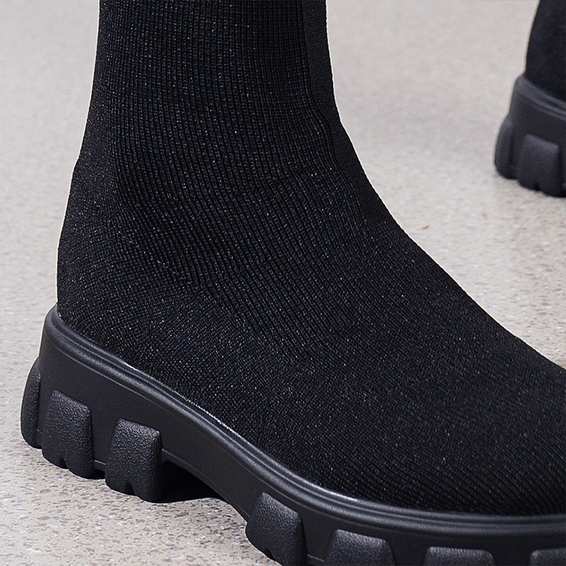 Modische gestrickte kniehohe Stiefel für Damen