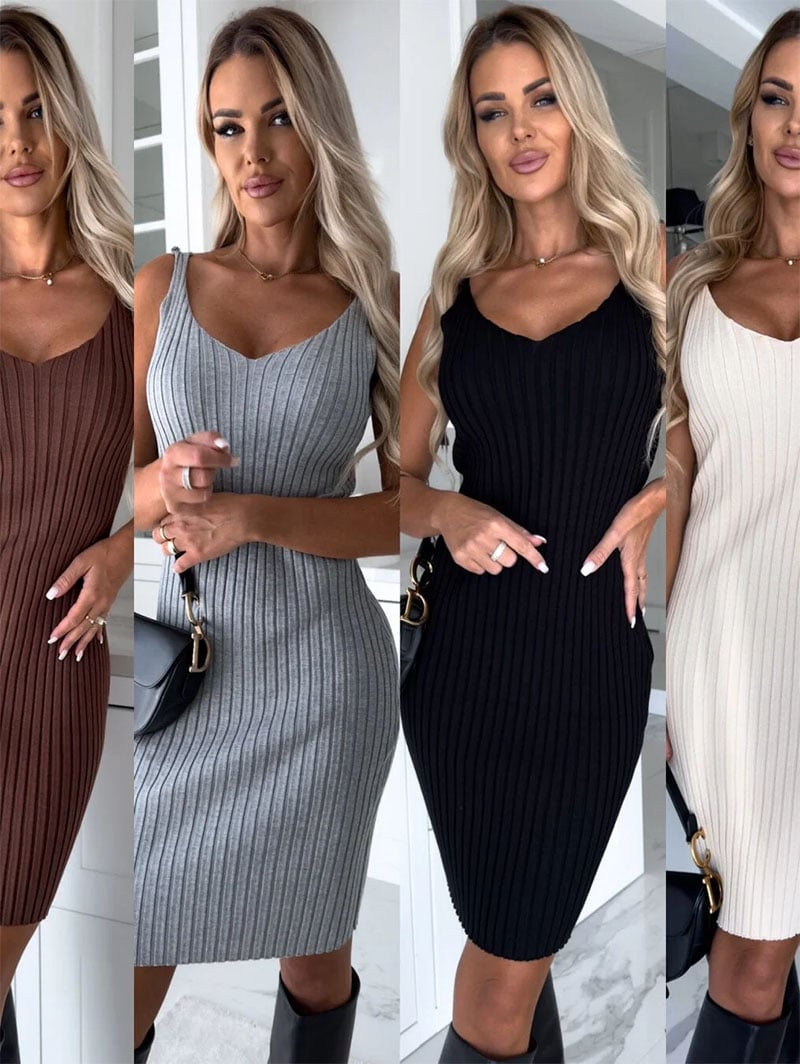 Set aus Strickpullover und Cami-Kleid