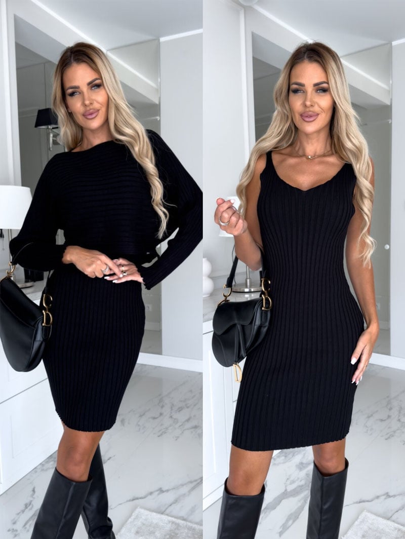 Set aus Strickpullover und Cami-Kleid