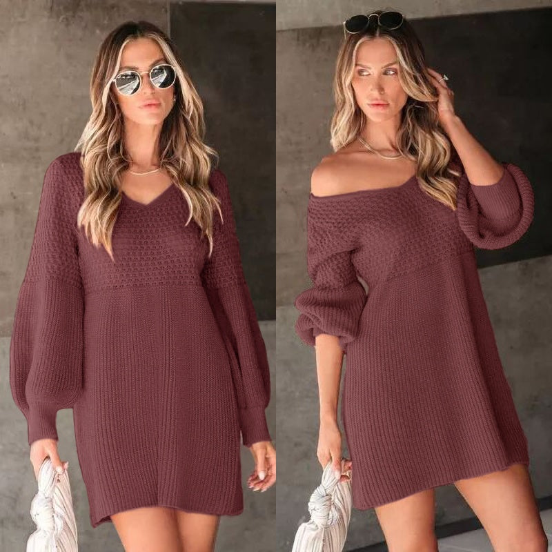 Retro-Rotes Pulloverkleid für Damen