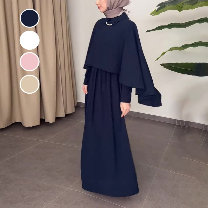 Elegantes Kleid mit Umlegekragen und Überwurf für Damen