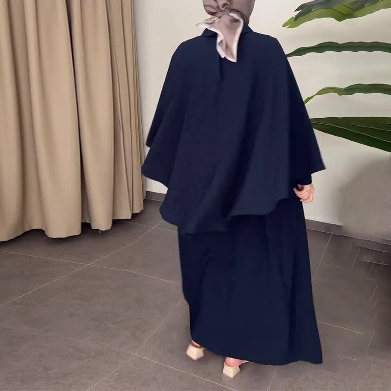 Elegantes Kleid mit Umlegekragen und Überwurf für Damen
