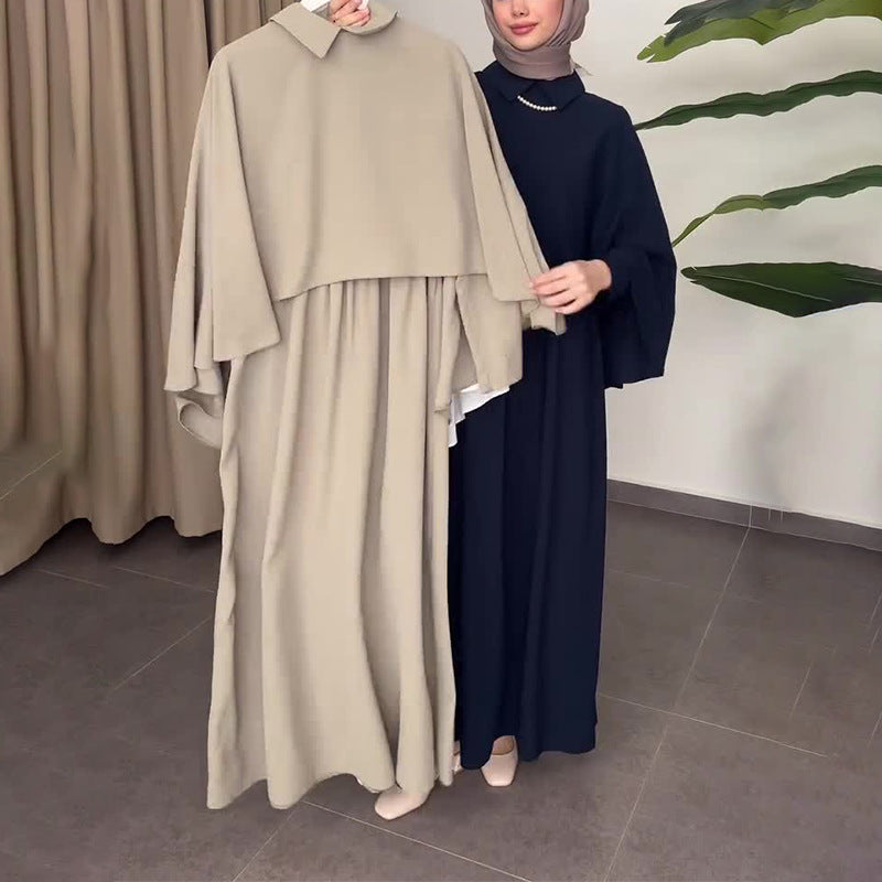 Elegantes Kleid mit Umlegekragen und Überwurf für Damen