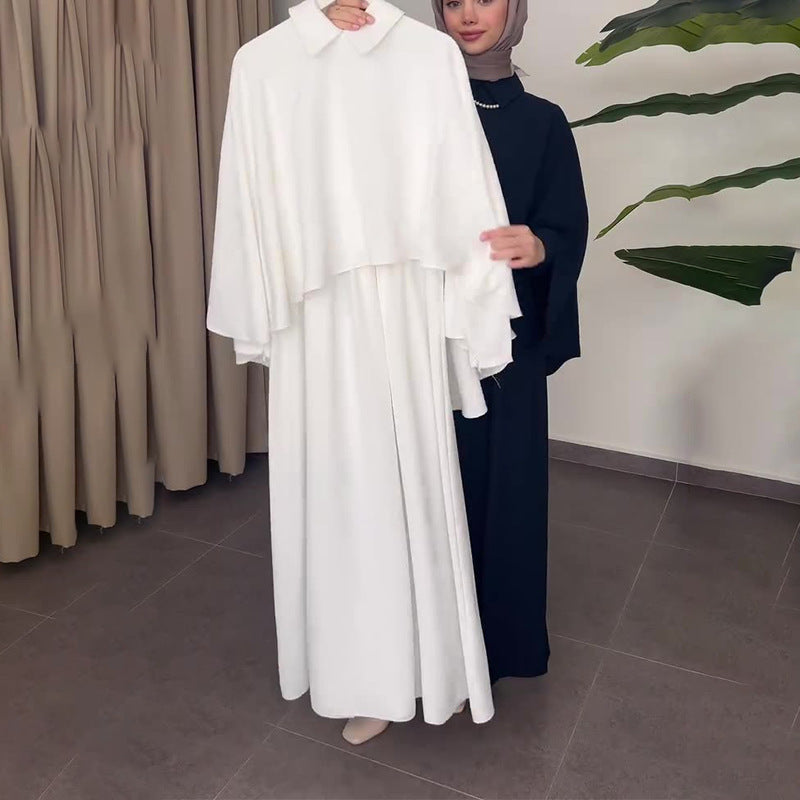 Elegantes Kleid mit Umlegekragen und Überwurf für Damen