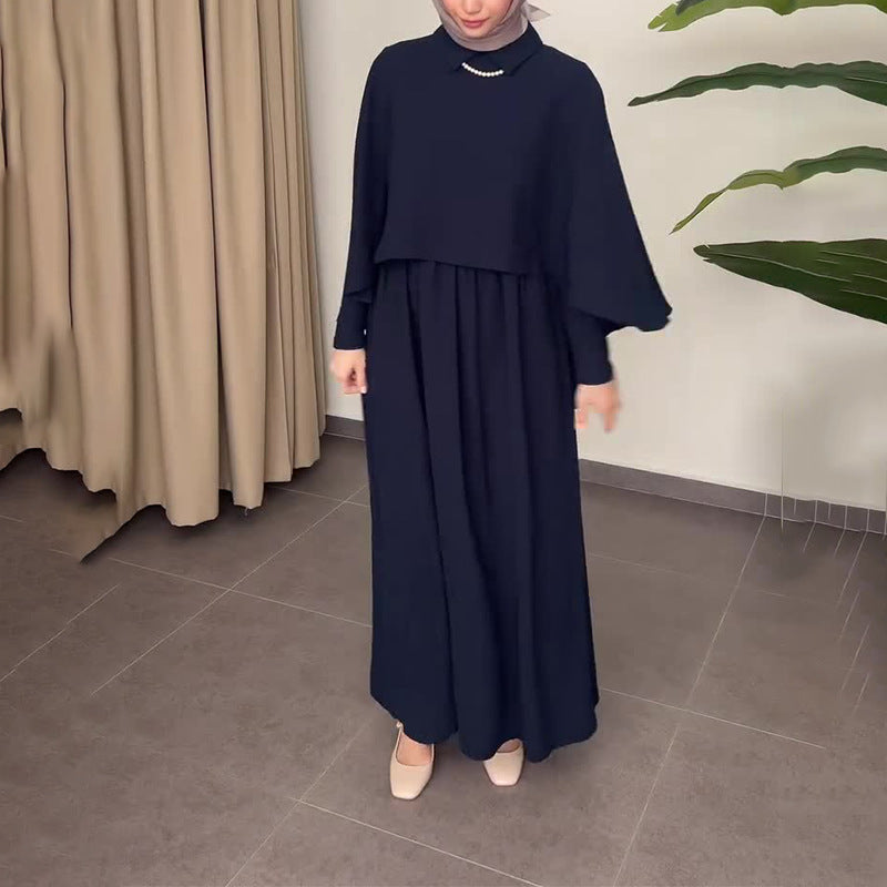 Elegantes Kleid mit Umlegekragen und Überwurf für Damen