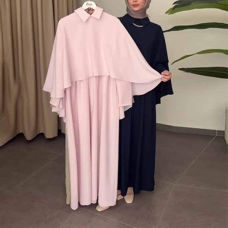 Elegantes Kleid mit Umlegekragen und Überwurf für Damen