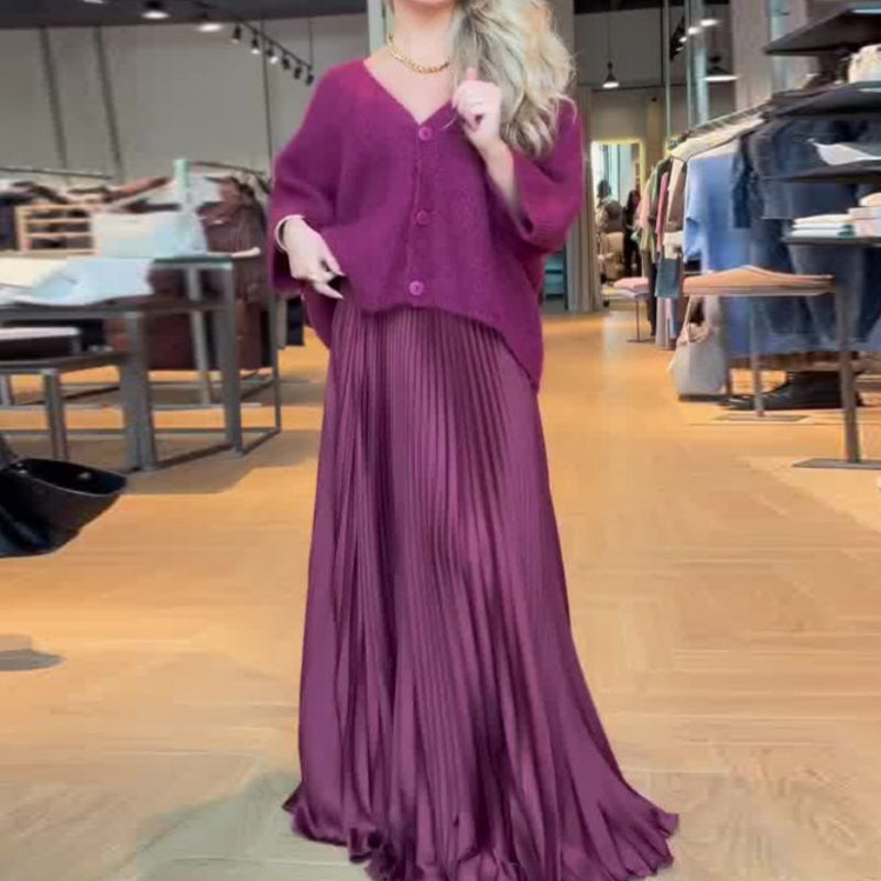 Einfarbige Strickjacke mit offener Knopfleiste für Damen