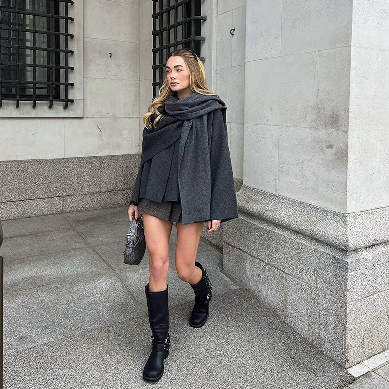 Bequeme, einfarbige, elegante Strickjacke für Frauen