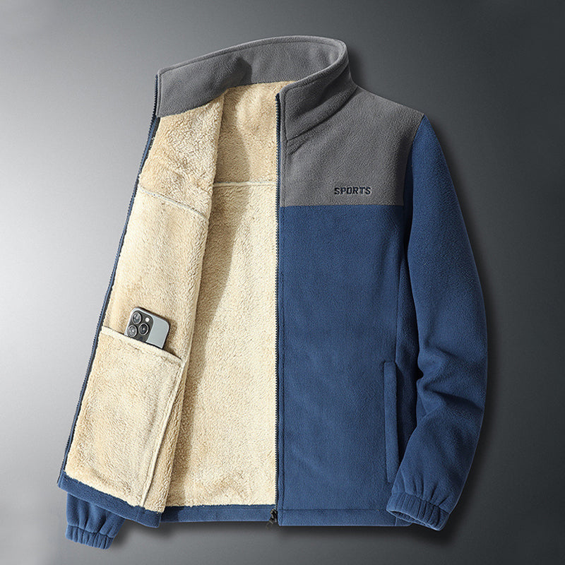 Warme Herrenjacke mit durchgehendem Reißverschluss