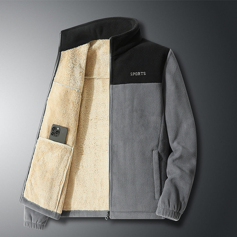 Warme Herrenjacke mit durchgehendem Reißverschluss