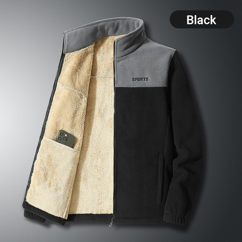 Warme Herrenjacke mit durchgehendem Reißverschluss