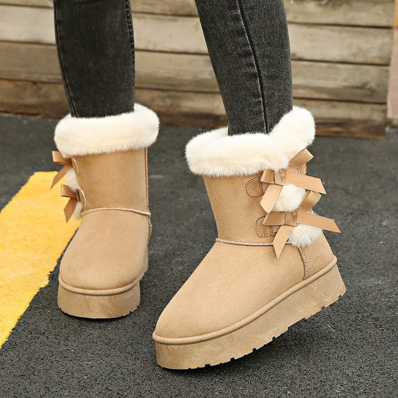 🎀Weihnachts-Specials🎁Klassische Plateau-Schneestiefel für Frauen mit Plüsch-Schleife