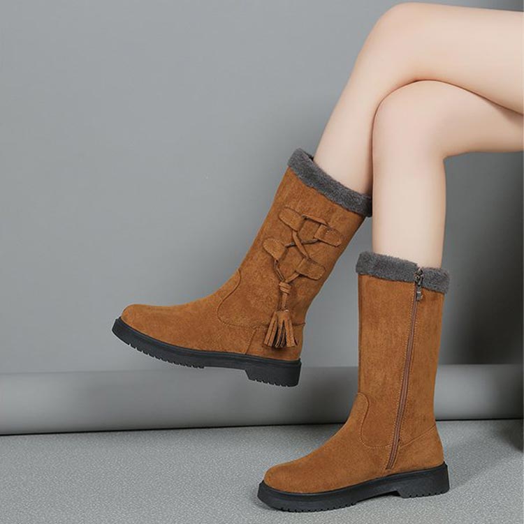 Winterstiefel mit dicken Sohlen aus Plüsch für Frauen